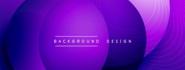 Gölgeli gradyan daireler. Vektör tekno soyut arka plan. Modern üstüste bindirme formları duvar kağıdı arkaplanı, tasarım şablonu