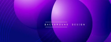 Gölgeli gradyan daireler. Vektör tekno soyut arka plan. Modern üstüste bindirme formları duvar kağıdı arkaplanı, tasarım şablonu