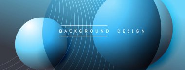 Gölgeli gradyan daireler. Vektör tekno soyut arka plan. Modern üstüste bindirme formları duvar kağıdı arkaplanı, tasarım şablonu