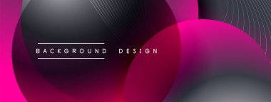 Gölgeli gradyan daireler. Vektör tekno soyut arka plan. Modern üstüste bindirme formları duvar kağıdı arkaplanı, tasarım şablonu