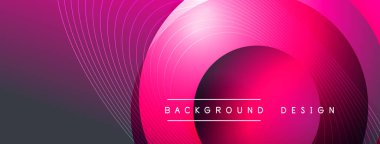 Gölgeli gradyan daireler. Vektör tekno soyut arka plan. Modern üstüste bindirme formları duvar kağıdı arkaplanı, tasarım şablonu