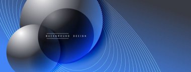 Gölgeli gradyan daireler. Vektör tekno soyut arka plan. Modern üstüste bindirme formları duvar kağıdı arkaplanı, tasarım şablonu