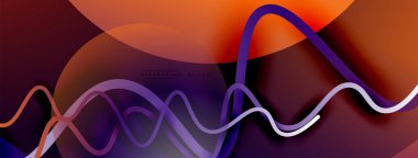 Gölge efektli dalga çizgisi olan soyut gradyan arkaplan. Geometrik bileşim. 3B gölge efektleri ve sıvı eğimleri