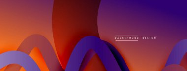 Gölge efektli dalga çizgisi olan soyut gradyan arkaplan. Geometrik bileşim. 3B gölge efektleri ve sıvı eğimleri