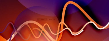 Gölge efektli dalga çizgisi olan soyut gradyan arkaplan. Geometrik bileşim. 3B gölge efektleri ve sıvı eğimleri