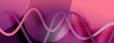 Gölge efektli dalga çizgisi olan soyut gradyan arkaplan. Geometrik bileşim. 3B gölge efektleri ve sıvı eğimleri