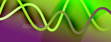 Gölge efektli dalga çizgisi olan soyut gradyan arkaplan. Geometrik bileşim. 3B gölge efektleri ve sıvı eğimleri