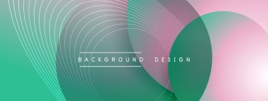 Gölgeli gradyan daireler. Vektör tekno soyut arka plan. Modern üstüste bindirme formları duvar kağıdı arkaplanı, tasarım şablonu