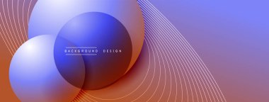 Gölgeli gradyan daireler. Vektör tekno soyut arka plan. Modern üstüste bindirme formları duvar kağıdı arkaplanı, tasarım şablonu