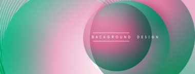 Gölgeli gradyan daireler. Vektör tekno soyut arka plan. Modern üstüste bindirme formları duvar kağıdı arkaplanı, tasarım şablonu