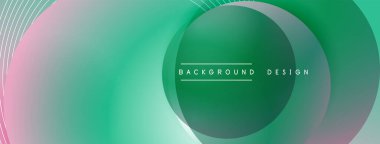 Gölgeli gradyan daireler. Vektör tekno soyut arka plan. Modern üstüste bindirme formları duvar kağıdı arkaplanı, tasarım şablonu