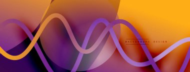 Gölge efektli dalga çizgisi olan soyut gradyan arkaplan. Geometrik bileşim. 3B gölge efektleri ve sıvı eğimleri