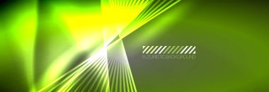 Neon dinamik ışınlar vektör soyut duvar kağıdı arka planı. Duvar kağıdı arkaplanı, iş ve teknoloji sunumları için tasarım şablonları, İnternet posterleri veya web broşürü kapakları