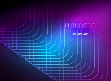 Neon rengi kare çizgileri soyut arkaplan. Parlak sihirli enerji ve hareket konsepti, vektör soyut duvar kağıdı arkaplanı