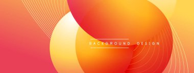 Gölgeli gradyan daireler. Vektör tekno soyut arka plan. Modern üstüste bindirme formları duvar kağıdı arkaplanı, tasarım şablonu