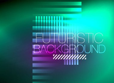 Parlak neon rengi tekno soyut arkaplan, koyu arkaplanda parlak neon çizgiler