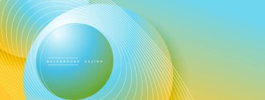 Gölgeli gradyan daireler. Vektör tekno soyut arka plan. Modern üstüste bindirme formları duvar kağıdı arkaplanı, tasarım şablonu