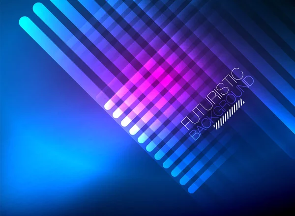 Bright neon color techno abstract background, shiny glowing neon lines in the dark background — Stock Vector