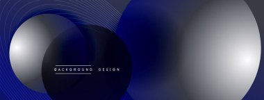 Gölgeli gradyan daireler. Vektör tekno soyut arka plan. Modern üstüste bindirme formları duvar kağıdı arkaplanı, tasarım şablonu