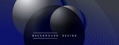 Gölgeli gradyan daireler. Vektör tekno soyut arka plan. Modern üstüste bindirme formları duvar kağıdı arkaplanı, tasarım şablonu