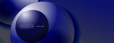 Gölgeli gradyan daireler. Vektör tekno soyut arka plan. Modern üstüste bindirme formları duvar kağıdı arkaplanı, tasarım şablonu