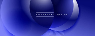 Gölgeli gradyan daireler. Vektör tekno soyut arka plan. Modern üstüste bindirme formları duvar kağıdı arkaplanı, tasarım şablonu