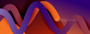 Gölge efektli dalga çizgisi olan soyut gradyan arkaplan. Geometrik bileşim. 3B gölge efektleri ve sıvı eğimleri