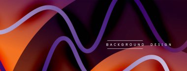 Gölge efektli dalga çizgisi olan soyut gradyan arkaplan. Geometrik bileşim. 3B gölge efektleri ve sıvı eğimleri