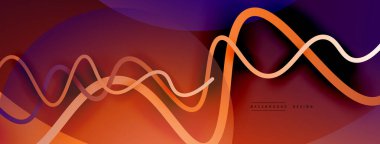 Gölge efektli dalga çizgisi olan soyut gradyan arkaplan. Geometrik bileşim. 3B gölge efektleri ve sıvı eğimleri