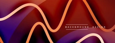 Gölge efektli dalga çizgisi olan soyut gradyan arkaplan. Geometrik bileşim. 3B gölge efektleri ve sıvı eğimleri