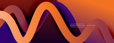 Gölge efektli dalga çizgisi olan soyut gradyan arkaplan. Geometrik bileşim. 3B gölge efektleri ve sıvı eğimleri