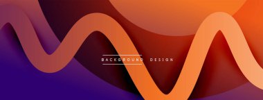 Gölge efektli dalga çizgisi olan soyut gradyan arkaplan. Geometrik bileşim. 3B gölge efektleri ve sıvı eğimleri