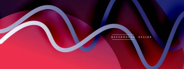 Gölge efektli dalga çizgisi olan soyut gradyan arkaplan. Geometrik bileşim. 3B gölge efektleri ve sıvı eğimleri