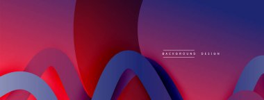 Gölge efektli dalga çizgisi olan soyut gradyan arkaplan. Geometrik bileşim. 3B gölge efektleri ve sıvı eğimleri