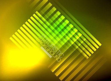 Parlak neon rengi tekno soyut arkaplan, koyu arkaplanda parlak neon çizgiler