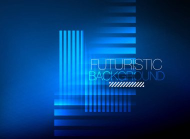 Parlak neon rengi tekno soyut arkaplan, koyu arkaplanda parlak neon çizgiler