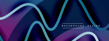 Gölge efektli dalga çizgisi olan soyut gradyan arkaplan. Geometrik bileşim. 3B gölge efektleri ve sıvı eğimleri