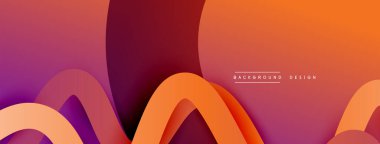 Gölge efektli dalga çizgisi olan soyut gradyan arkaplan. Geometrik bileşim. 3B gölge efektleri ve sıvı eğimleri