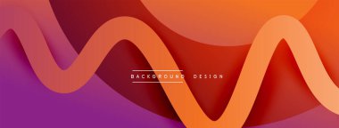 Gölge efektli dalga çizgisi olan soyut gradyan arkaplan. Geometrik bileşim. 3B gölge efektleri ve sıvı eğimleri