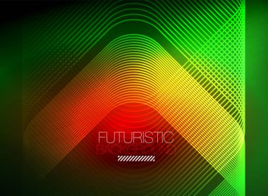 Neon rengi kare çizgileri soyut arkaplan. Parlak sihirli enerji ve hareket konsepti, vektör soyut duvar kağıdı arkaplanı