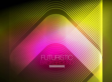 Neon rengi kare çizgileri soyut arkaplan. Parlak sihirli enerji ve hareket konsepti, vektör soyut duvar kağıdı arkaplanı