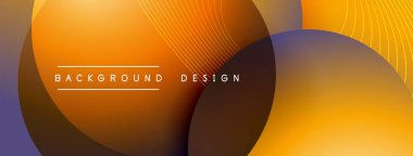 Gölgeli gradyan daireler. Vektör tekno soyut arka plan. Modern üstüste bindirme formları duvar kağıdı arkaplanı, tasarım şablonu