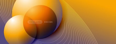 Gölgeli gradyan daireler. Vektör tekno soyut arka plan. Modern üstüste bindirme formları duvar kağıdı arkaplanı, tasarım şablonu