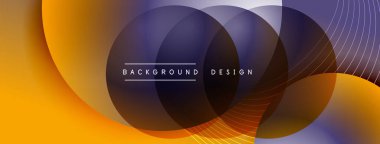 Gölgeli gradyan daireler. Vektör tekno soyut arka plan. Modern üstüste bindirme formları duvar kağıdı arkaplanı, tasarım şablonu