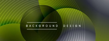 Gölgeli gradyan daireler. Vektör tekno soyut arka plan. Modern üstüste bindirme formları duvar kağıdı arkaplanı, tasarım şablonu