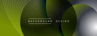 Gölgeli gradyan daireler. Vektör tekno soyut arka plan. Modern üstüste bindirme formları duvar kağıdı arkaplanı, tasarım şablonu