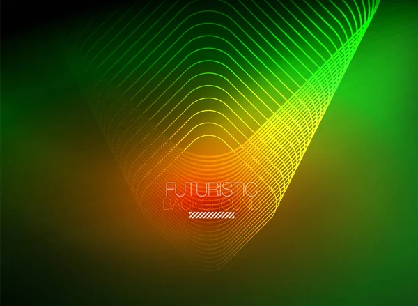 Neon kleur vierkante vorm lijnen abstracte achtergrond. Glanzende magische energie en beweging concept, vector abstract behang achtergrond — Stockvector