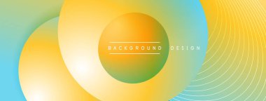 Gölgeli gradyan daireler. Vektör tekno soyut arka plan. Modern üstüste bindirme formları duvar kağıdı arkaplanı, tasarım şablonu