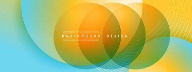 Gölgeli gradyan daireler. Vektör tekno soyut arka plan. Modern üstüste bindirme formları duvar kağıdı arkaplanı, tasarım şablonu