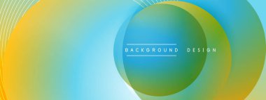 Gölgeli gradyan daireler. Vektör tekno soyut arka plan. Modern üstüste bindirme formları duvar kağıdı arkaplanı, tasarım şablonu